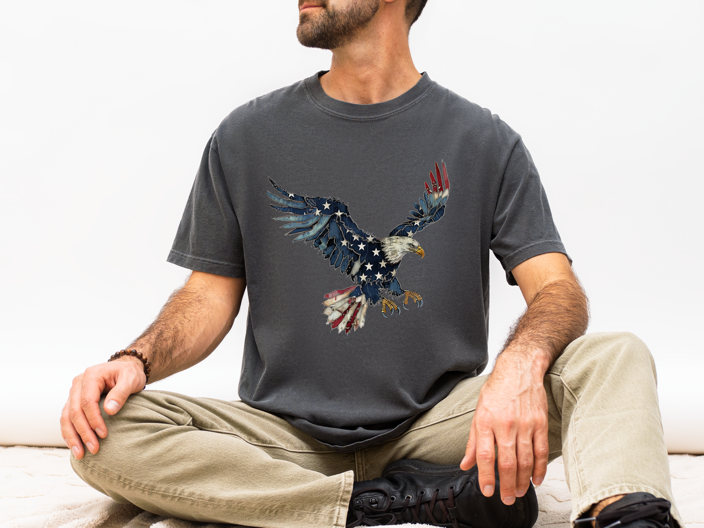 Patriotic Eagle Graphic Tee, Vintage USA Bird Shirt, Americana Freedom T Shirt, Fourth of July Eagle Shirt for Women
