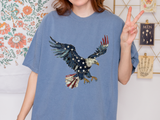 Patriotic Eagle Graphic Tee, Vintage USA Bird Shirt, Americana Freedom T Shirt, Fourth of July Eagle Shirt for Women