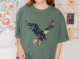 Patriotic Eagle Graphic Tee, Vintage USA Bird Shirt, Americana Freedom T Shirt, Fourth of July Eagle Shirt for Women
