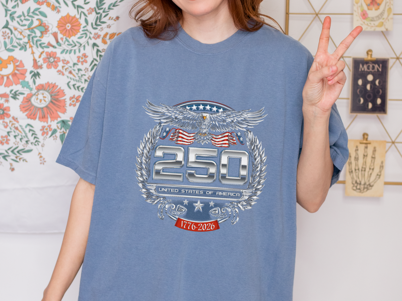 Vintage America 250 Graphic T Shirt, Patriotic Eagle USA Tee, Retro Fourth of July Shirt, Americana Streetwear Top for Women