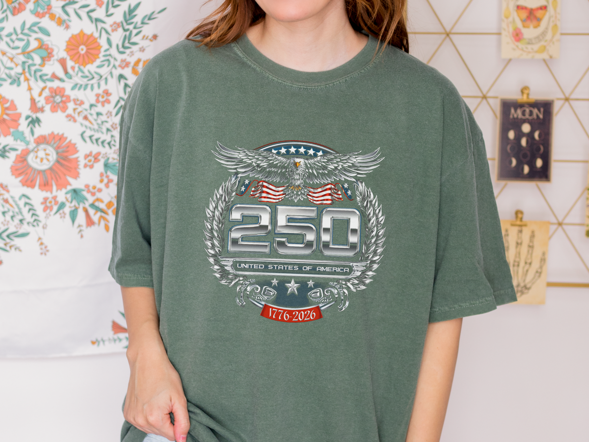 Vintage America 250 Graphic T Shirt, Patriotic Eagle USA Tee, Retro Fourth of July Shirt, Americana Streetwear Top for Women