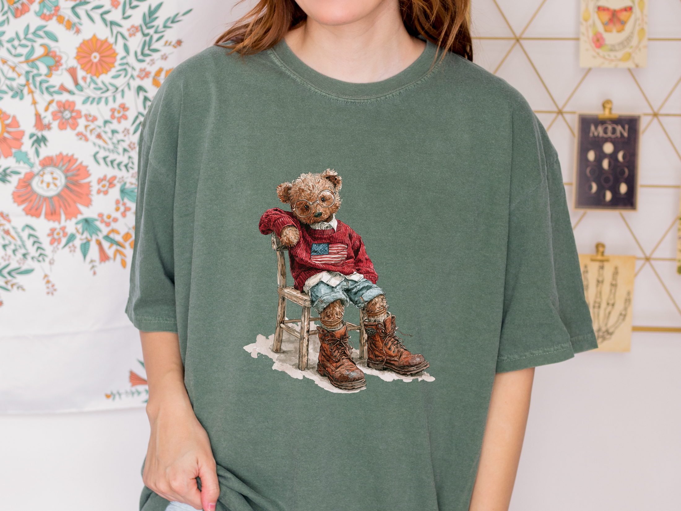 Vintage Teddy Bear Graphic T Shirt, Cute Cowboy Bear Tee, Western Aesthetic Shirt, Retro Country Streetwear Top for Women