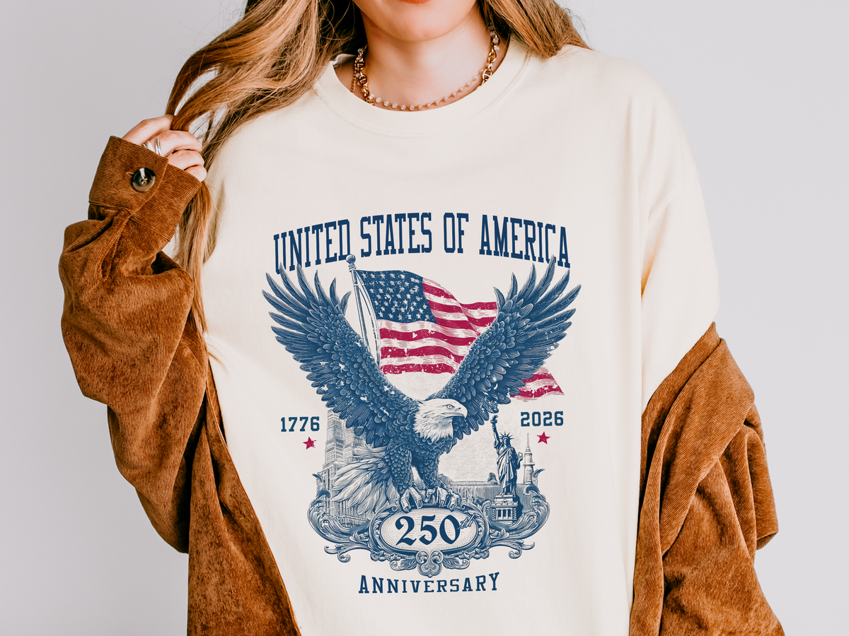 Patriotic Eagle Graphic T Shirt, America 250 Anniversary Tee, Vintage USA Flag Shirt, Fourth of July Americana Shirt for Men Women