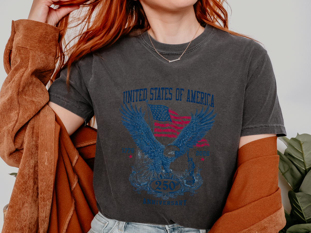 Patriotic Eagle Graphic T Shirt, America 250 Anniversary Tee, Vintage USA Flag Shirt, Fourth of July Americana Shirt for Men Women