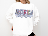 Patriotic America Bow Sweatshirt, Coquette USA Crewneck for Women, Vintage Americana Pullover, Fourth of July Sweatshirt Gift