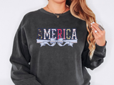 Patriotic America Bow Sweatshirt, Coquette USA Crewneck for Women, Vintage Americana Pullover, Fourth of July Sweatshirt Gift