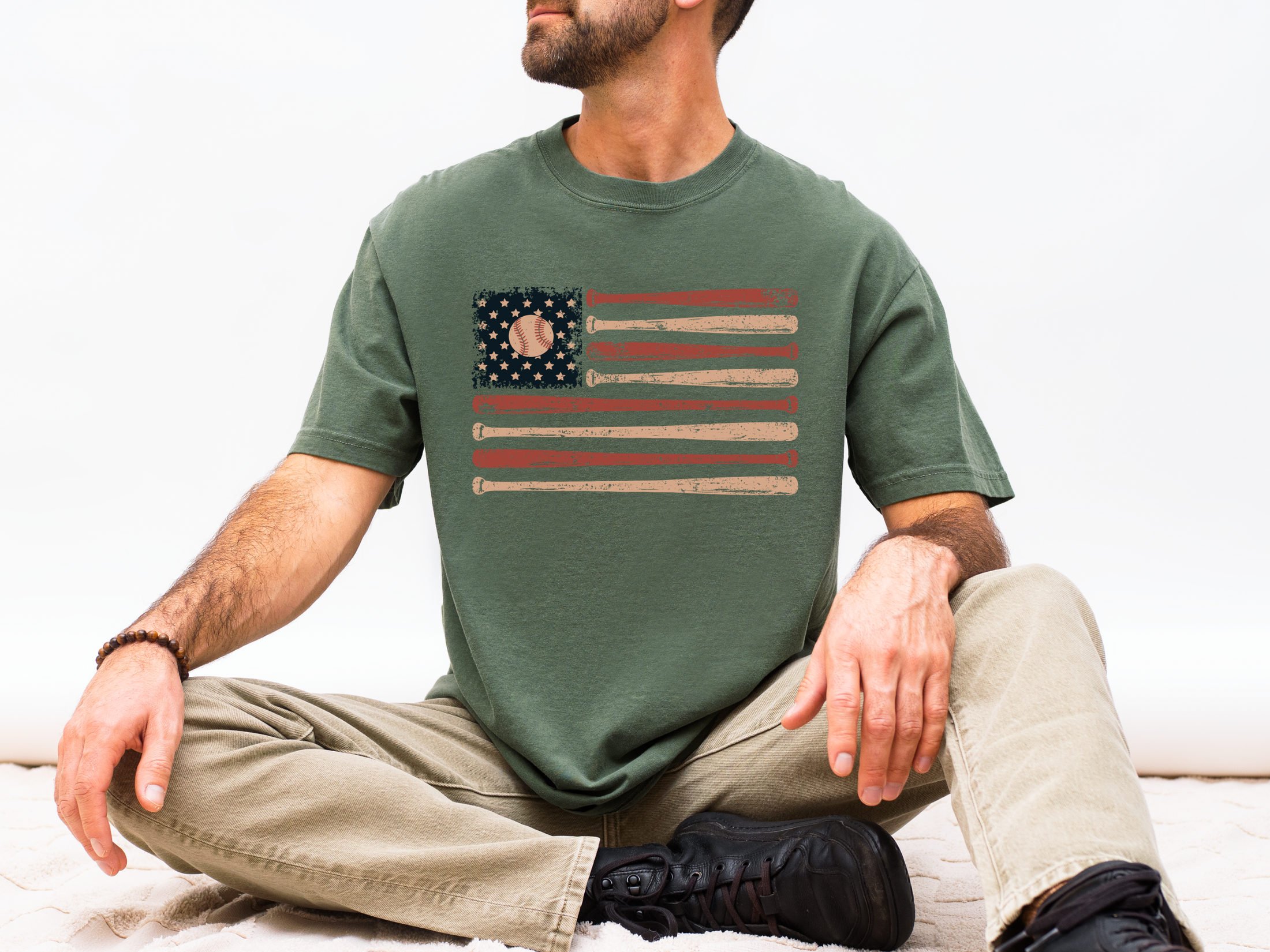 Game Day Patriotic Shirt Comfort Colors, USA Baseball Flag Graphic Tee, Fourth of July Gift for Sports Fan, American Vintage Top