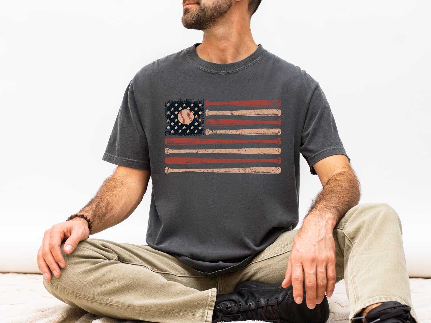 Game Day Patriotic Shirt Comfort Colors, USA Baseball Flag Graphic Tee, Fourth of July Gift for Sports Fan, American Vintage Top