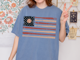 Game Day Patriotic Shirt Comfort Colors, USA Baseball Flag Graphic Tee, Fourth of July Gift for Sports Fan, American Vintage Top
