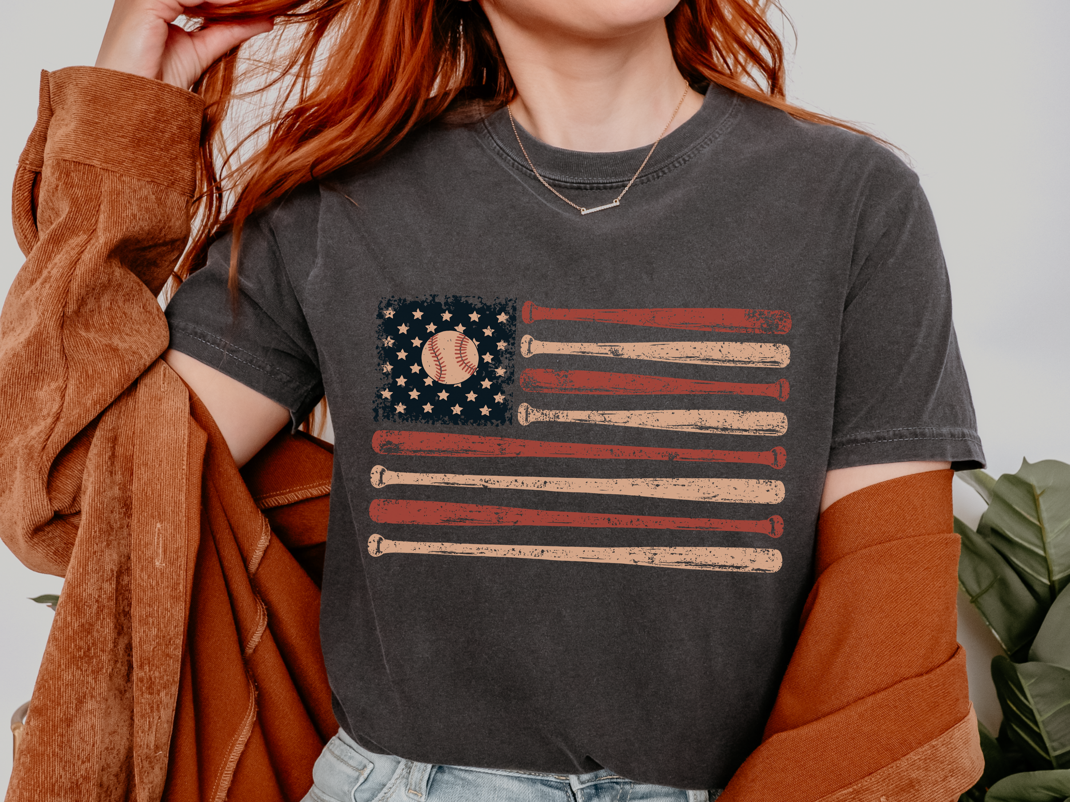 Game Day Patriotic Shirt Comfort Colors, USA Baseball Flag Graphic Tee, Fourth of July Gift for Sports Fan, American Vintage Top