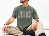 Jesus Patchwork Graphic Tee, Floral Christian Shirt, Cute Faith Based T Shirt, Vintage Coquette Religious Shirt