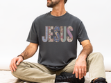 Jesus Patchwork Graphic Tee, Floral Christian Shirt, Cute Faith Based T Shirt, Vintage Coquette Religious Shirt
