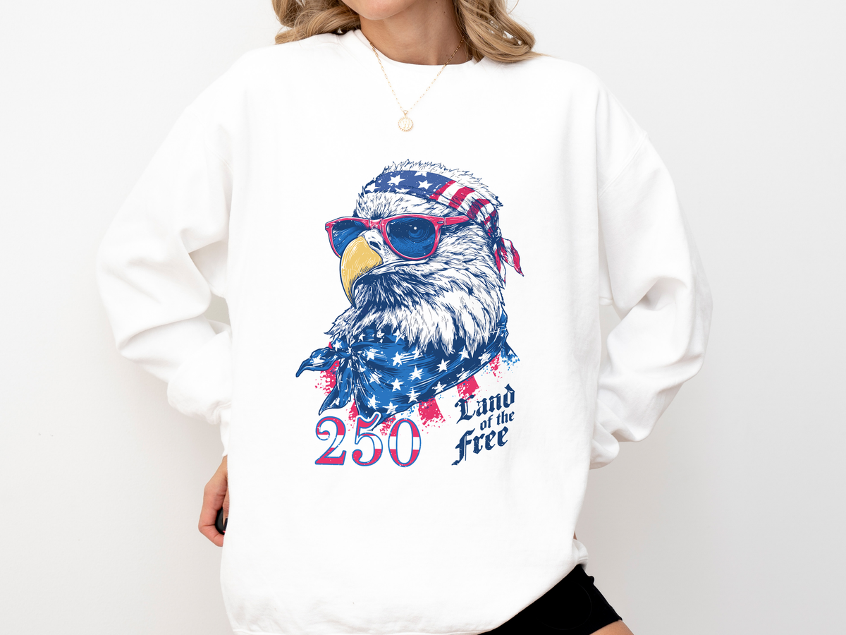 Patriotic Eagle 250 Years Sweatshirt, Land of the Free Crewneck for Women, Vintage America Graphic Sweatshirt, Fourth of July Gift