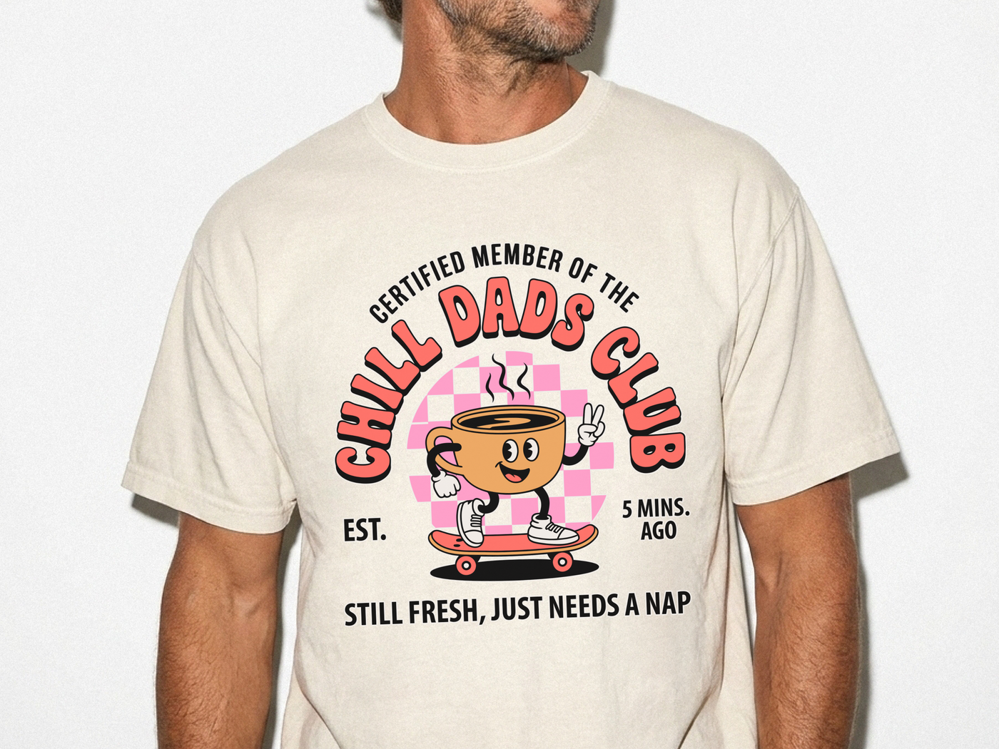 Chill Dads Club Shirt, Funny Dad Coffee T-Shirt, Tired Dad Graphic Tee, Cool Father Gift, New Dad Shirt, Coffee Lover Tee