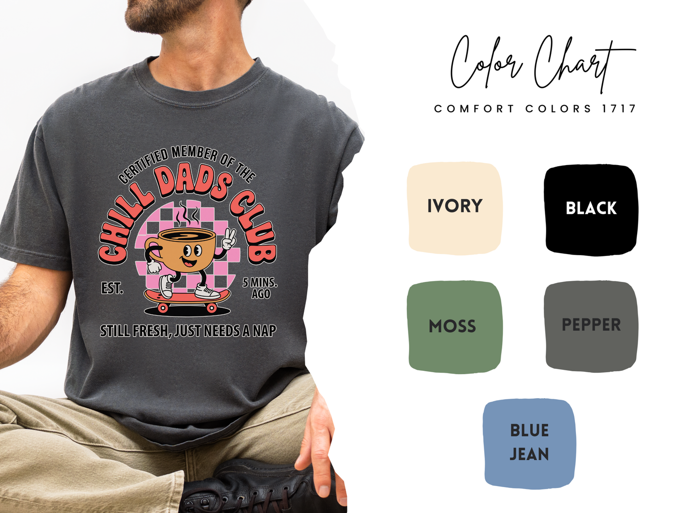 Chill Dads Club Shirt, Funny Dad Coffee T-Shirt, Tired Dad Graphic Tee, Cool Father Gift, New Dad Shirt, Coffee Lover Tee