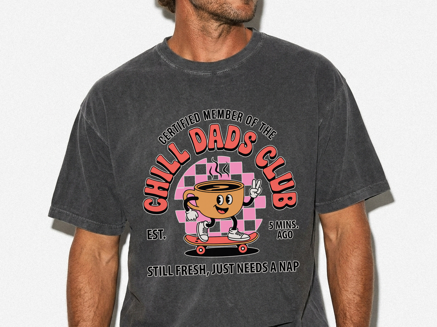 Chill Dads Club Shirt, Funny Dad Coffee T-Shirt, Tired Dad Graphic Tee, Cool Father Gift, New Dad Shirt, Coffee Lover Tee