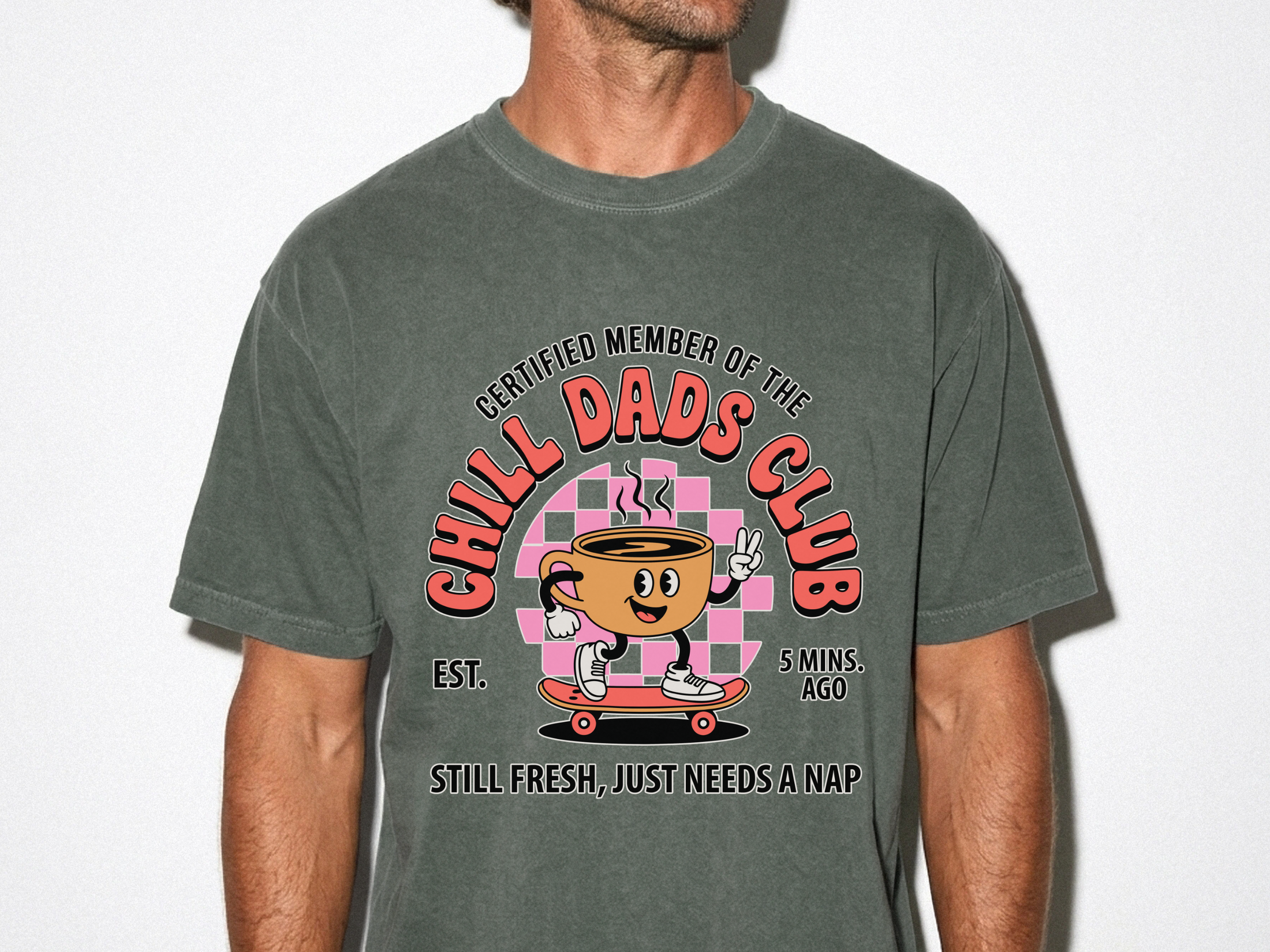 Chill Dads Club Shirt, Funny Dad Coffee T-Shirt, Tired Dad Graphic Tee, Cool Father Gift, New Dad Shirt, Coffee Lover Tee