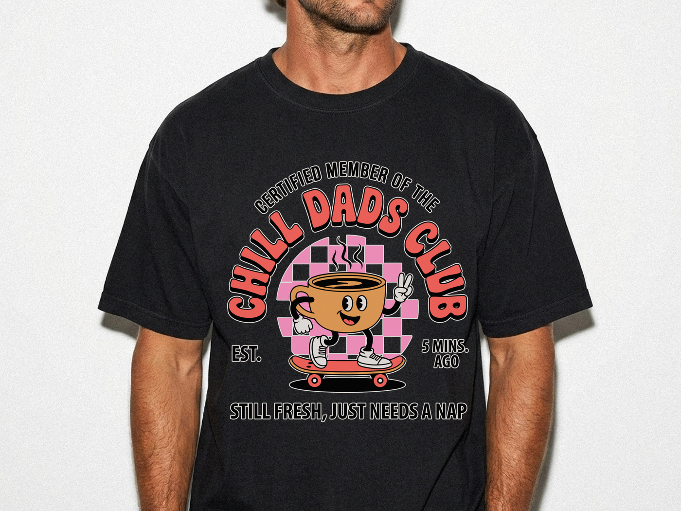 Chill Dads Club Shirt, Funny Dad Coffee T-Shirt, Tired Dad Graphic Tee, Cool Father Gift, New Dad Shirt, Coffee Lover Tee