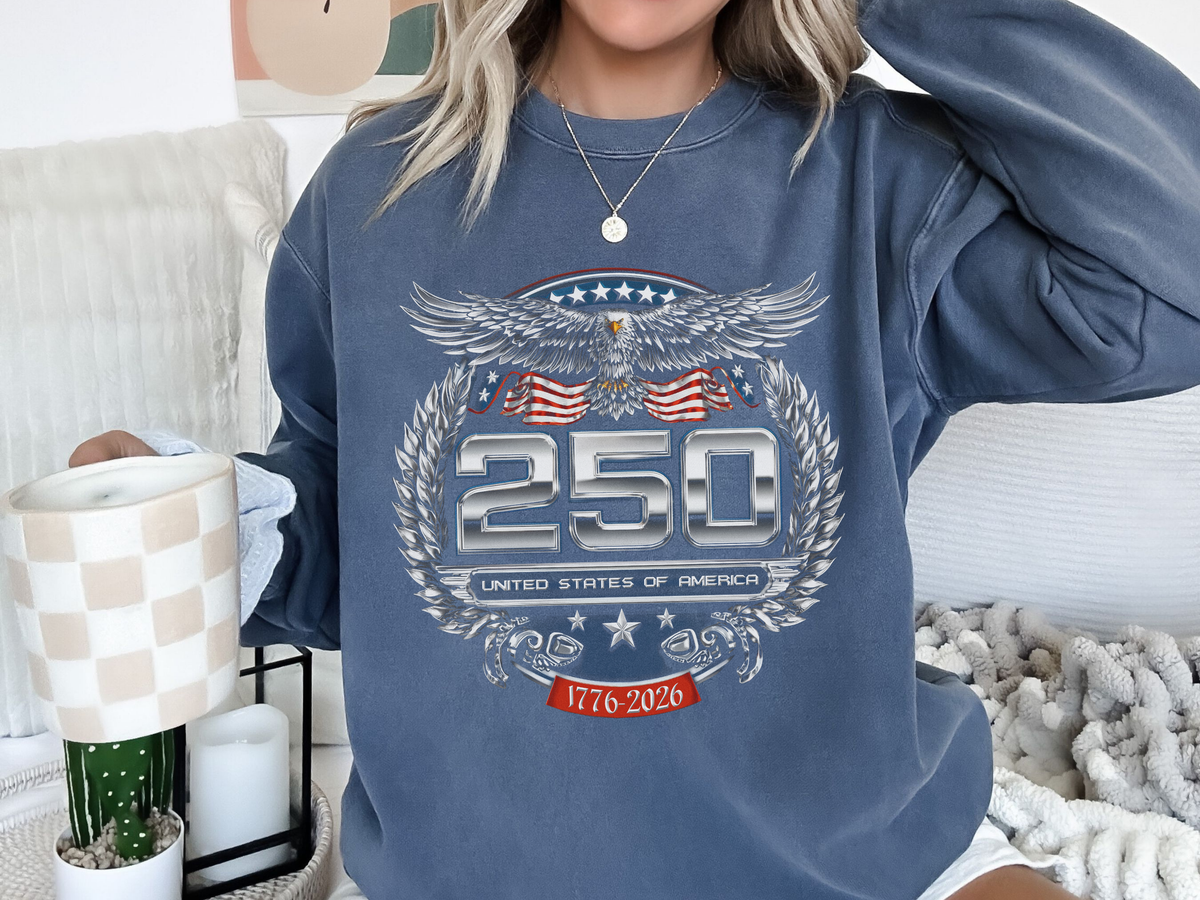 250 United States of America Sweatshirt, Patriotic USA Crewneck, America 250 Celebration Pullover, Fourth of July Gift