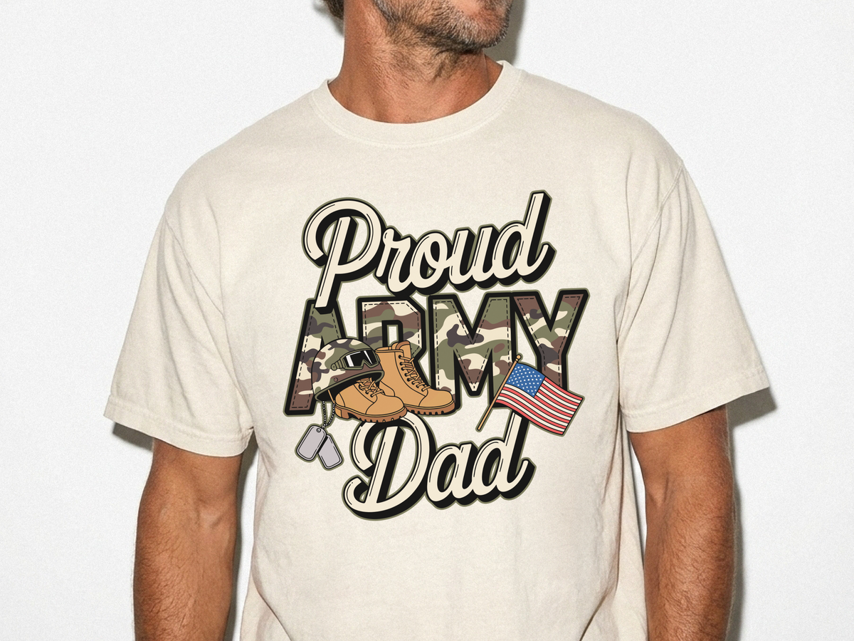 Proud Army Dad Shirt, Military Dad Graphic Tee, Patriotic Father T-Shirt, Army Family Support Gift, Veteran Dad Apparel