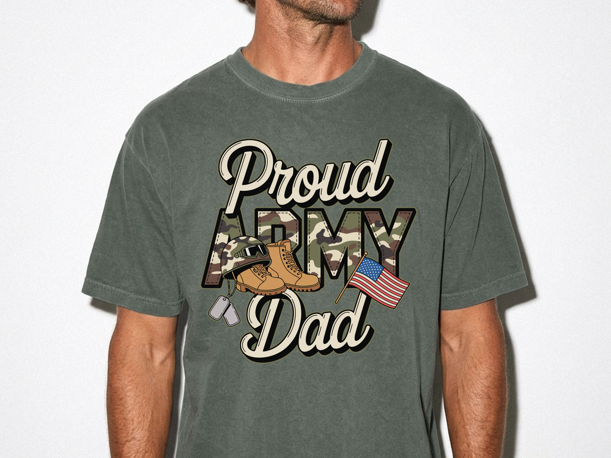 Proud Army Dad Shirt, Military Dad Graphic Tee, Patriotic Father T-Shirt, Army Family Support Gift, Veteran Dad Apparel
