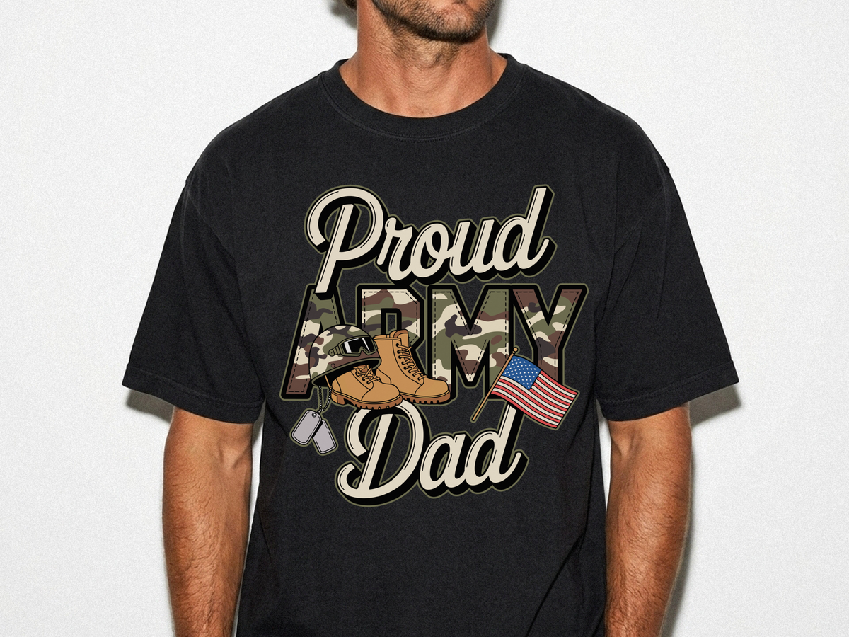 Proud Army Dad Shirt, Military Dad Graphic Tee, Patriotic Father T-Shirt, Army Family Support Gift, Veteran Dad Apparel