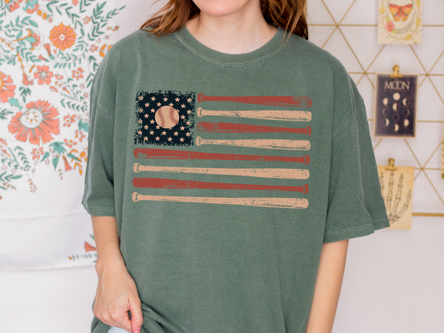 Baseball American Flag Sweatshirt, Patriotic Baseball Crewneck, USA Sports Pullover, Fourth of July Gift for Baseball Fans