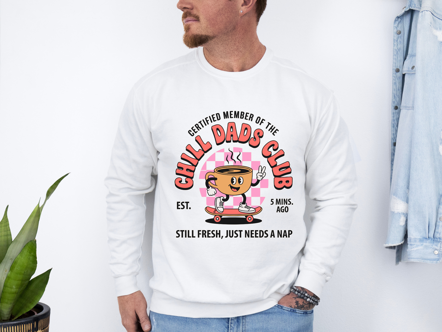 Chill Dad Club Coffee Sweatshirt, Funny Dad Coffee Crewneck, Cozy Father Gift, Coffee Lover Dad Sweatshirt, Casual Dad Apparel
