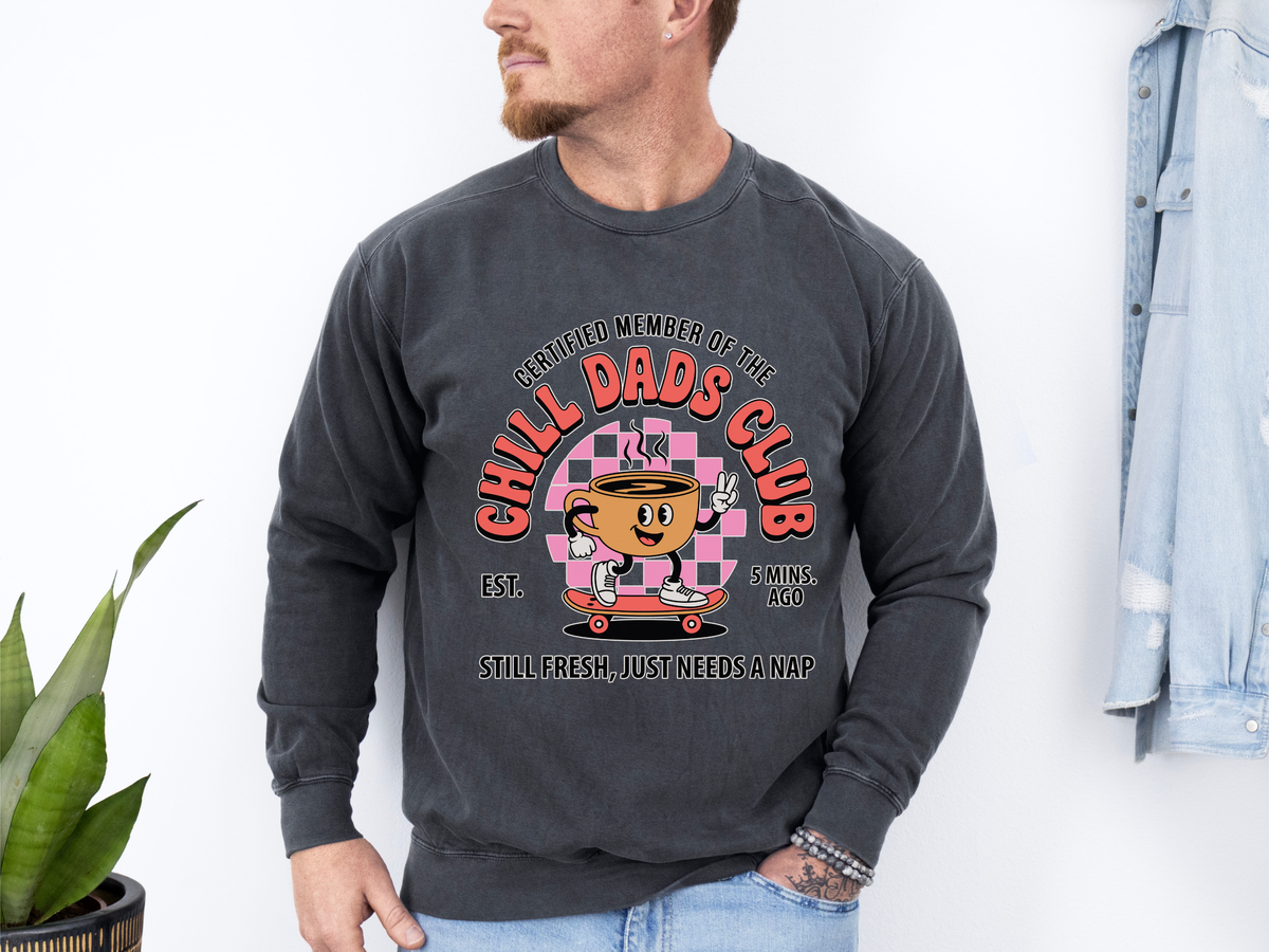 Chill Dad Club Coffee Sweatshirt, Funny Dad Coffee Crewneck, Cozy Father Gift, Coffee Lover Dad Sweatshirt, Casual Dad Apparel