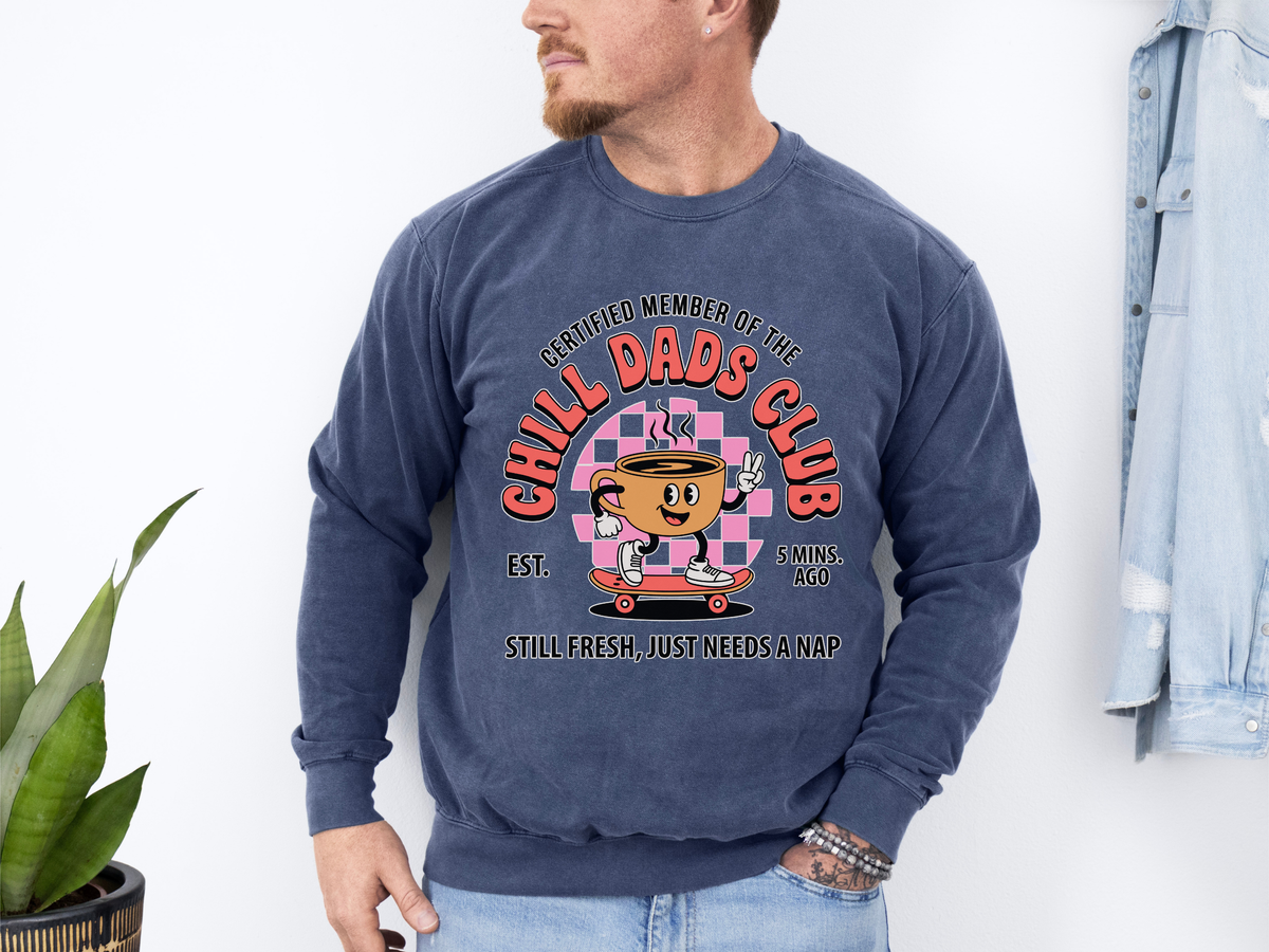 Chill Dad Club Coffee Sweatshirt, Funny Dad Coffee Crewneck, Cozy Father Gift, Coffee Lover Dad Sweatshirt, Casual Dad Apparel