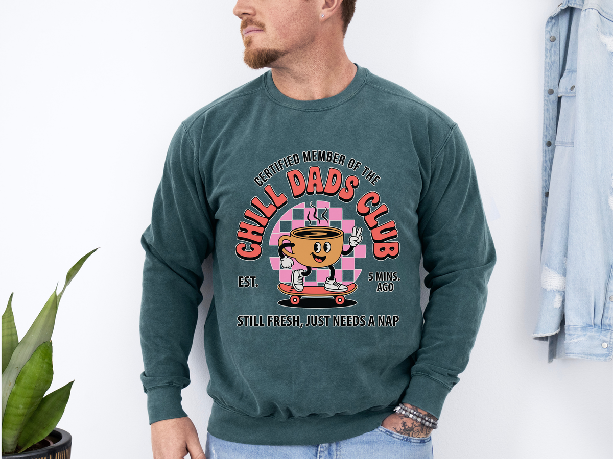 Chill Dad Club Coffee Sweatshirt, Funny Dad Coffee Crewneck, Cozy Father Gift, Coffee Lover Dad Sweatshirt, Casual Dad Apparel
