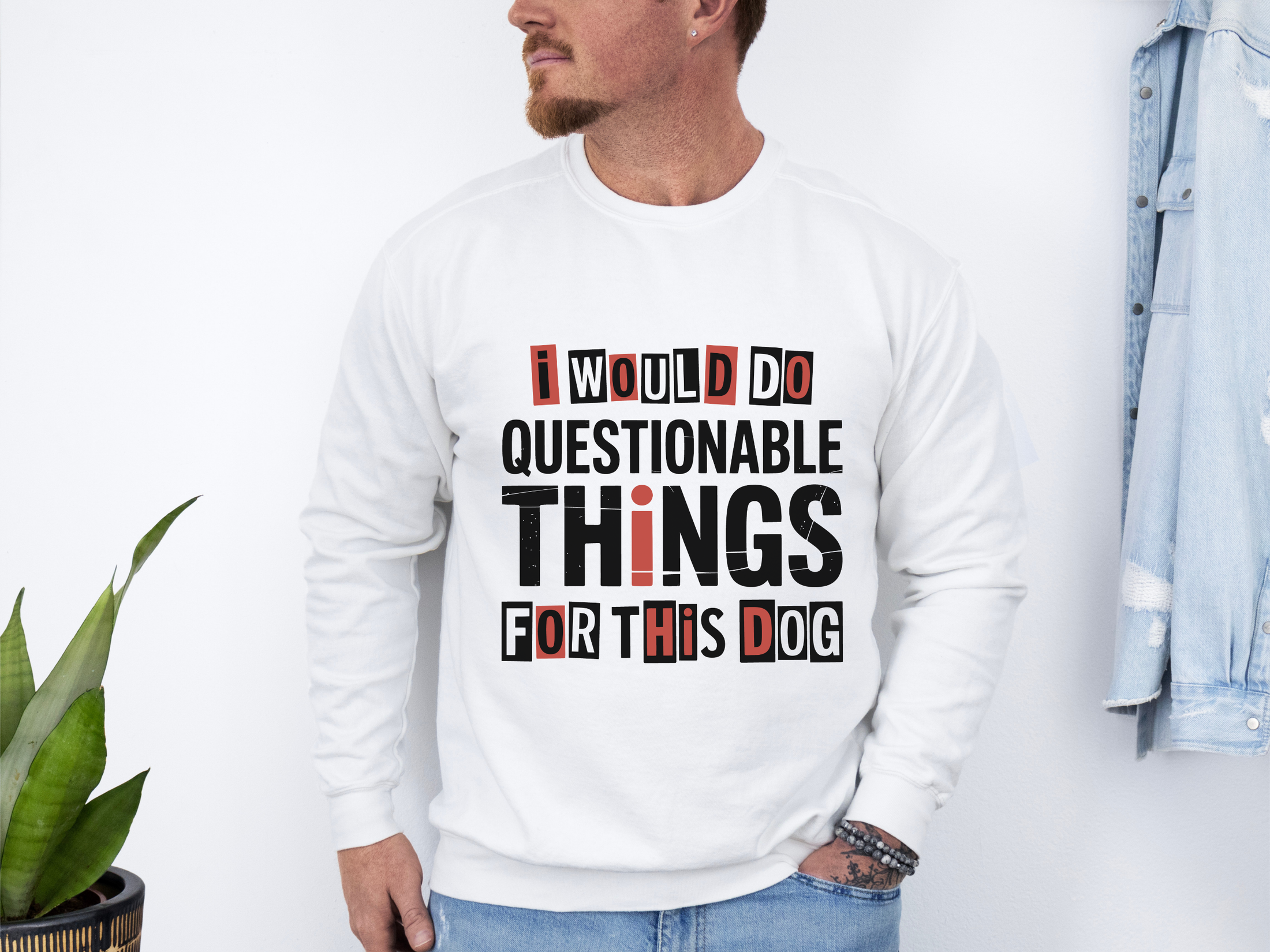 Funny Dog Lover Sweatshirt, I Would Do Questionable Things For This Dog Crewneck, Dog Dad Gift, Pet Lover Sweatshirt