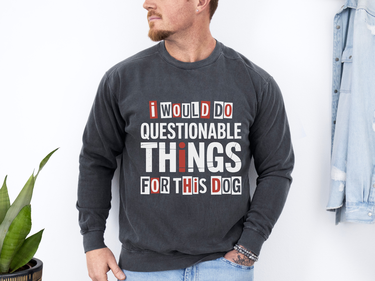 Funny Dog Lover Sweatshirt, I Would Do Questionable Things For This Dog Crewneck, Dog Dad Gift, Pet Lover Sweatshirt