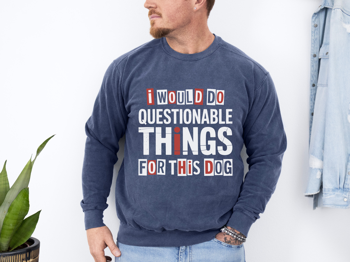 Funny Dog Lover Sweatshirt, I Would Do Questionable Things For This Dog Crewneck, Dog Dad Gift, Pet Lover Sweatshirt