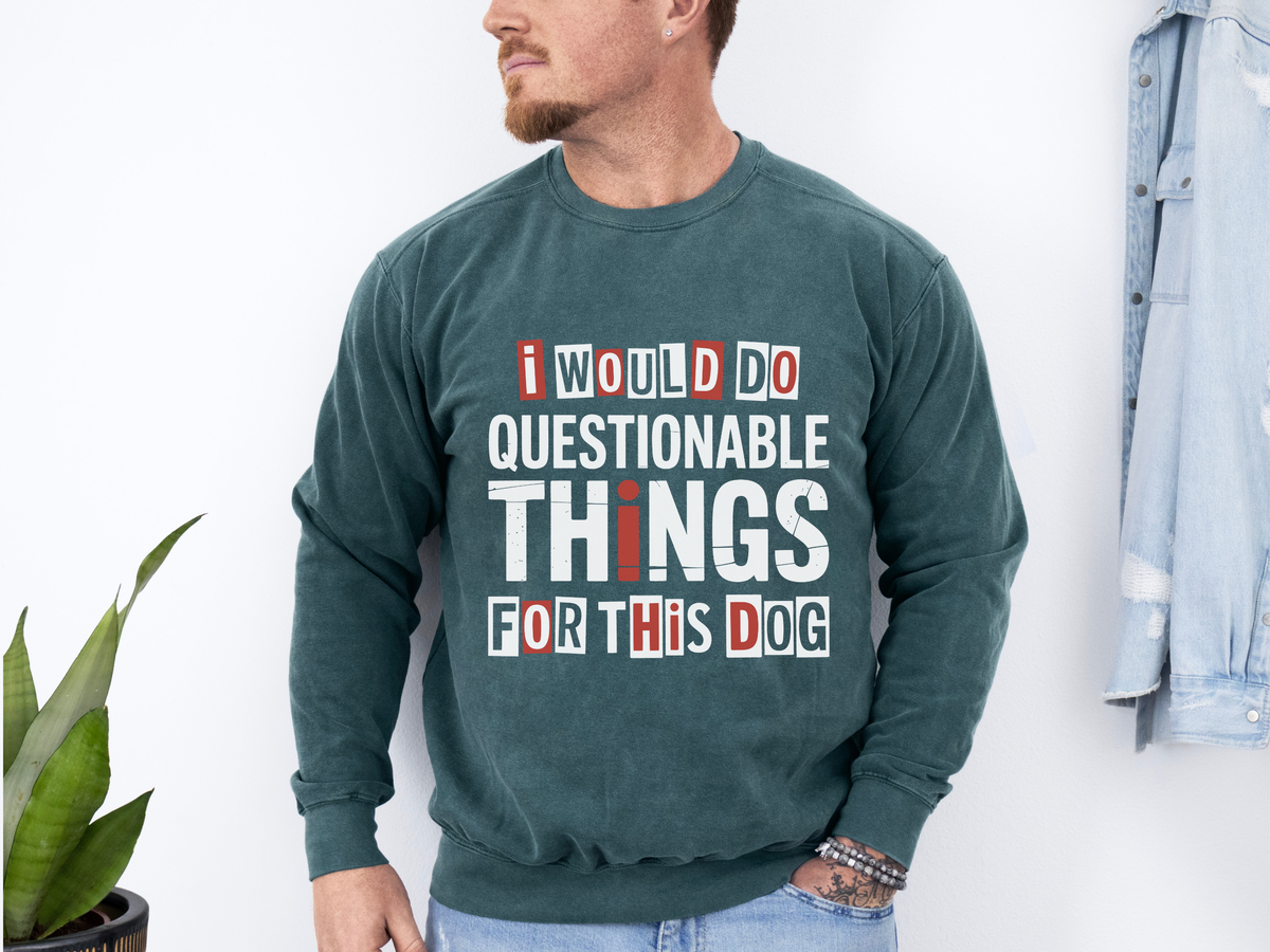 Funny Dog Lover Sweatshirt, I Would Do Questionable Things For This Dog Crewneck, Dog Dad Gift, Pet Lover Sweatshirt