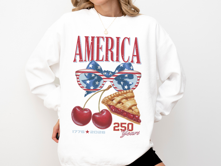 America 250th Anniversary Comfort Colors Sweatshirt, Patriotic Cherry Pie Crewneck, USA 1776 to 2026 Sweatshirt, Fourth of July Pullover