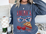 America 250th Anniversary Comfort Colors Sweatshirt, Patriotic Cherry Pie Crewneck, USA 1776 to 2026 Sweatshirt, Fourth of July Pullover
