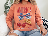 America 250th Anniversary Comfort Colors Sweatshirt, Patriotic Cherry Pie Crewneck, USA 1776 to 2026 Sweatshirt, Fourth of July Pullover