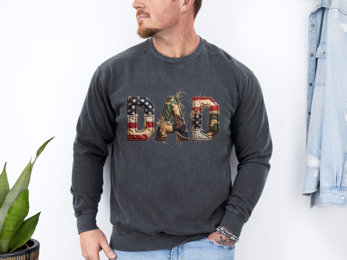 American Flag Dad Sweatshirt, Patriotic DAD Crewneck, USA Dad Sweatshirt, Father’s Day Gift for Dad, Fourth of July Apparel