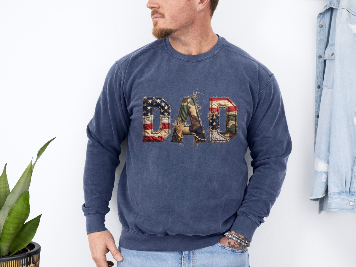 American Flag Dad Sweatshirt, Patriotic DAD Crewneck, USA Dad Sweatshirt, Father’s Day Gift for Dad, Fourth of July Apparel