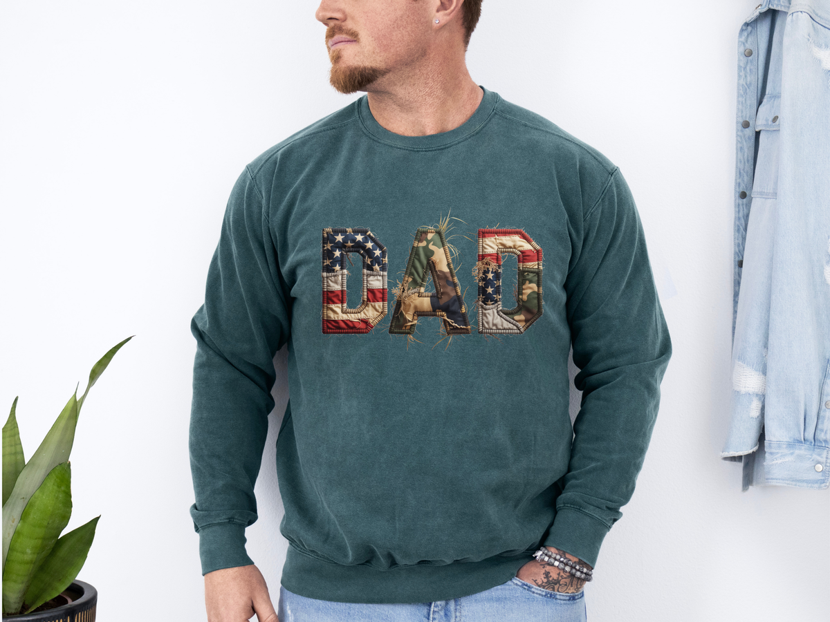 American Flag Dad Sweatshirt, Patriotic DAD Crewneck, USA Dad Sweatshirt, Father’s Day Gift for Dad, Fourth of July Apparel