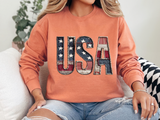 Patriotic USA Patchwork Comfort Sweatshirt, Vintage American Flag Crewneck, Americana Sweatshirt, Fourth of July Gift