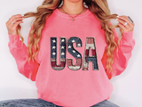 Patriotic USA Patchwork Comfort Sweatshirt, Vintage American Flag Crewneck, Americana Sweatshirt, Fourth of July Gift