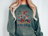 America 250 Years of Freedom Comfort Sweatshirt, Patriotic Floral Americana Crewneck, USA Bicentennial Inspired Gift for Women