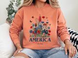 America 250 Years of Freedom Comfort Sweatshirt, Patriotic Floral Americana Crewneck, USA Bicentennial Inspired Gift for Women