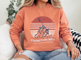 Strength Through Unity Comfort Sweatshirt, America 250 Years Patriotic Crewneck, Vintage USA Independence Day Gift Sweatshirt
