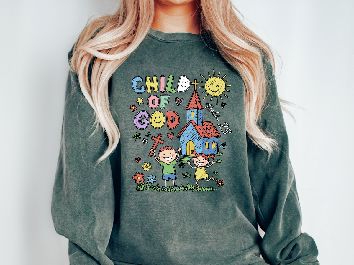 Child of God Comfort Sweatshirt, Christian Kids Crewneck Sweatshirt, Faith Based Children's Gift, Sunday School Comfort Sweatshirt