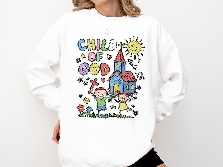 Child of God Comfort Sweatshirt, Christian Kids Crewneck Sweatshirt, Faith Based Children's Gift, Sunday School Comfort Sweatshirt
