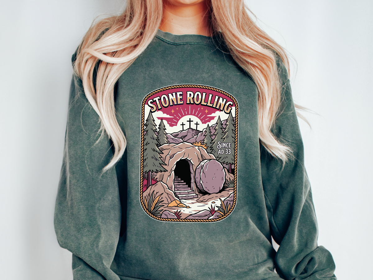 Stone Rolling Since AD 33 Comfort Colors Sweatshirt, Christian Easter Crewneck Sweatshirt, Faith Based Resurrection Gift for Believers