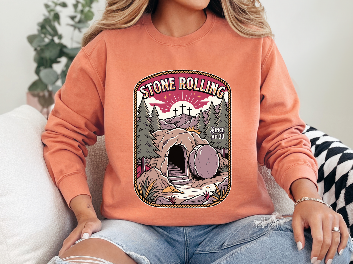 Stone Rolling Since AD 33 Comfort Colors Sweatshirt, Christian Easter Crewneck Sweatshirt, Faith Based Resurrection Gift for Believers